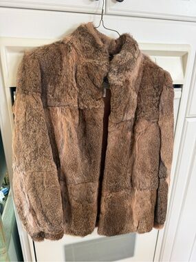 Brown Faux Fur Women's Jacket - Elegant Short Coat